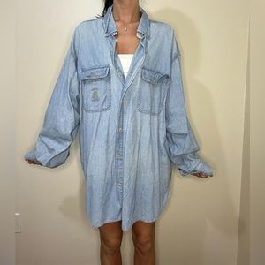 Denim Oversized Button Down/ Shirt Dress